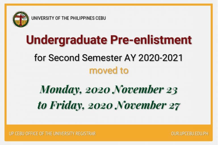 November 16-21 declared as Recovery Period for Typhoon Ulysses; Undergraduate Pre-enlistment for Second Semester AY 2020-2021 moved to November 23 – 27