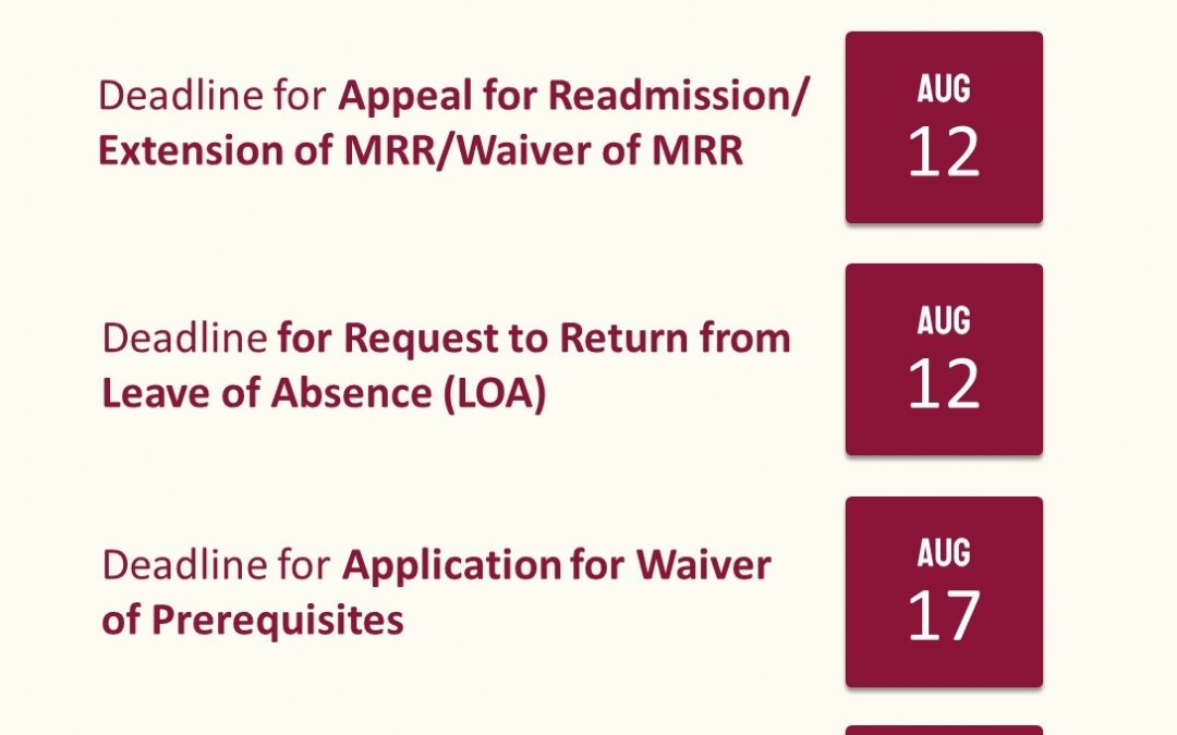 College of Science Important Dates for Students 2022 – First Semester AY 2022-2023