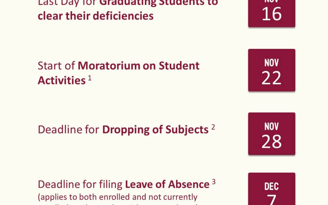 College of Science Important Dates – first Semester AY 2022-2023